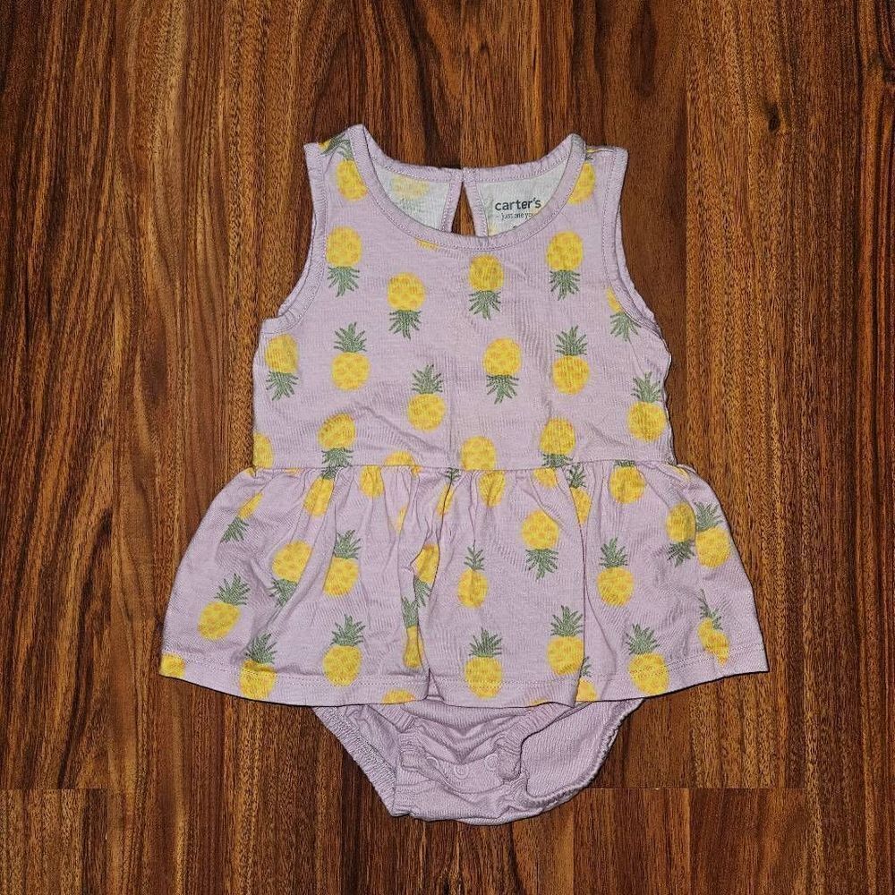 Carter's Lavender (purple and yellow) Pineapple One-Piece Bodysuit